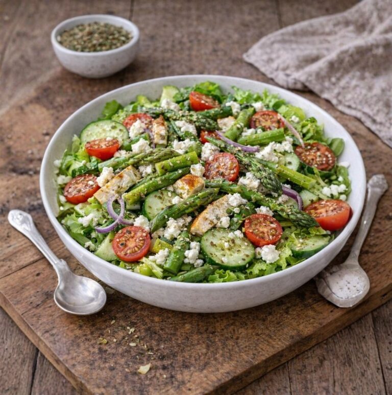 Sałatka z grillowanymi szparagami i fetą